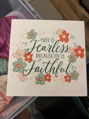 Faithful Floral Inspirational Wall Art - Coral, Mint & White